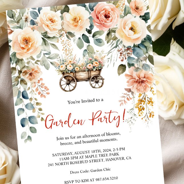 Invitación elegante de jardín de fiesta con acuare (Subido por el creador)