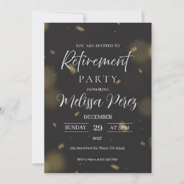 Invitación elegante de jubilación de negro y dorad