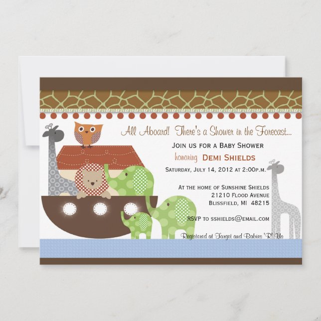 Invitación elegante de la arca de Noahs (Anverso)