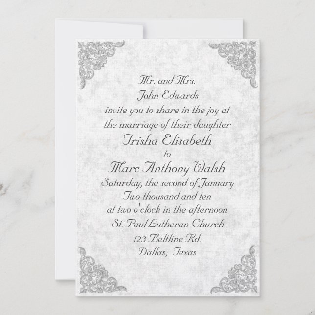 Invitación elegante de la boda (Anverso)