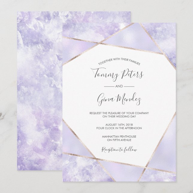Invitación elegante de la boda de Geometic de la (Anverso / Reverso)