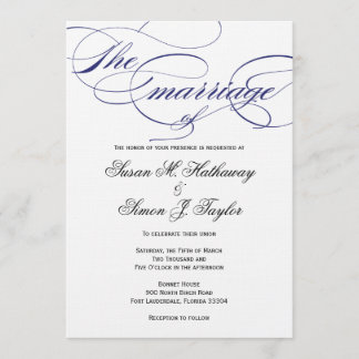 Invitación elegante de la boda de la escritura -