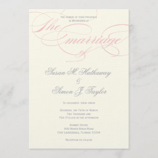 Invitación elegante de la boda de la escritura -