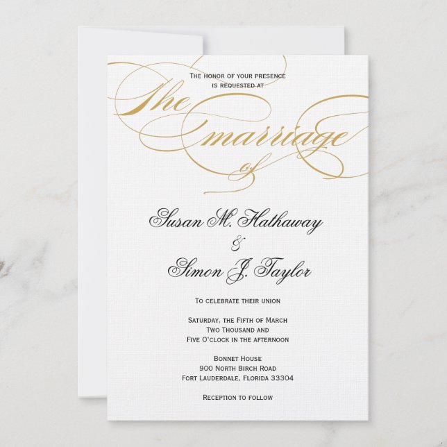 Invitación elegante de la boda de la escritura - (Anverso)