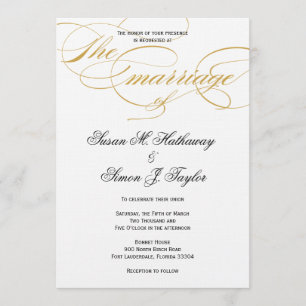 Invitación elegante de la boda de la escritura -