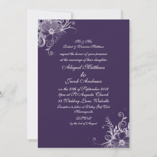 Invitación elegante de la boda de la flor púrpura