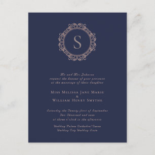 Invitación elegante de la boda de la marina de