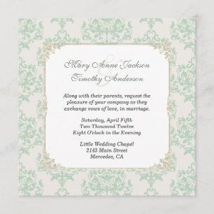 Invitación elegante de la boda de la menta y de la