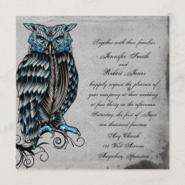Invitación elegante de la boda del búho gótico