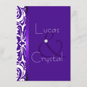 Invitación elegante de la boda del damasco púrpura
