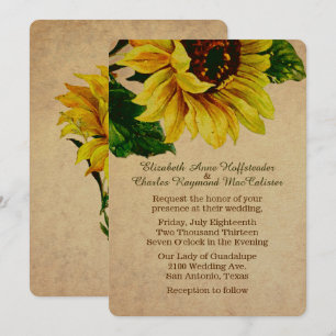 Invitación elegante de la boda del girasol del