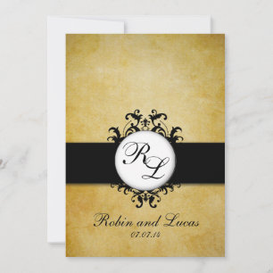 Invitación elegante de la boda del monograma del