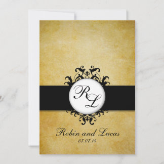 Invitación elegante de la boda del monograma del