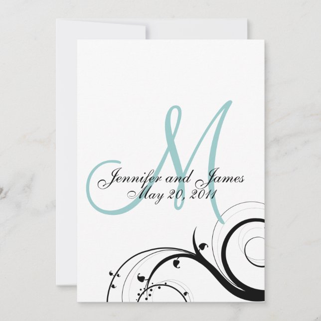 Invitación elegante de la boda del monograma del (Anverso)