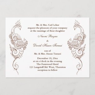Invitación elegante de la boda del pavo real de