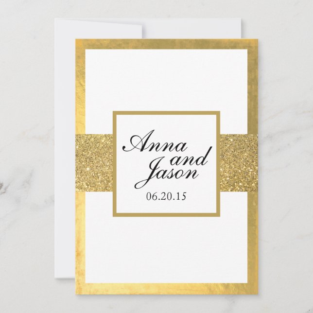 Invitación elegante de la boda del purpurina del (Anverso)
