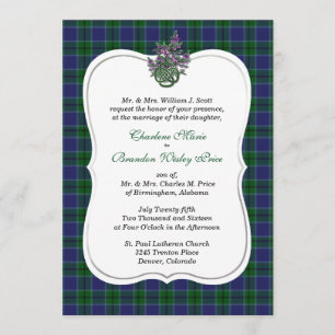 Invitación elegante de la boda del tartán del clan