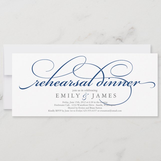 Invitación elegante de la cena del ensayo de la (Anverso)