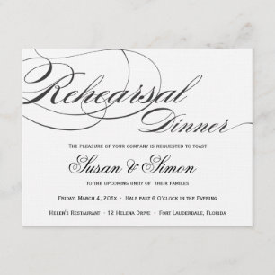 Invitación elegante de la cena del ensayo de la