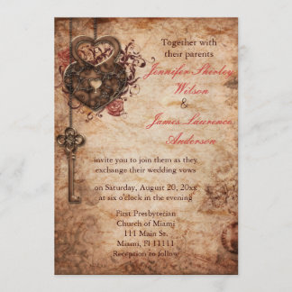 Invitación elegante de la cerradura y de la boda