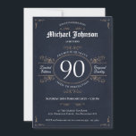 Invitación Elegante de la época de la perfección de la época<br><div class="desc">Ageto a Perfection Vintage 90th Birthday Elegant Invitation. Un diseño de invitación de cumpleaños elegante con el estilo de etiquetas de botellas de whisky antiguas, con un toque de humor. Se coloca sobre un antiguo papel rústico para darle un toque de época. Disponible en una variedad de colores y decoración...</div>