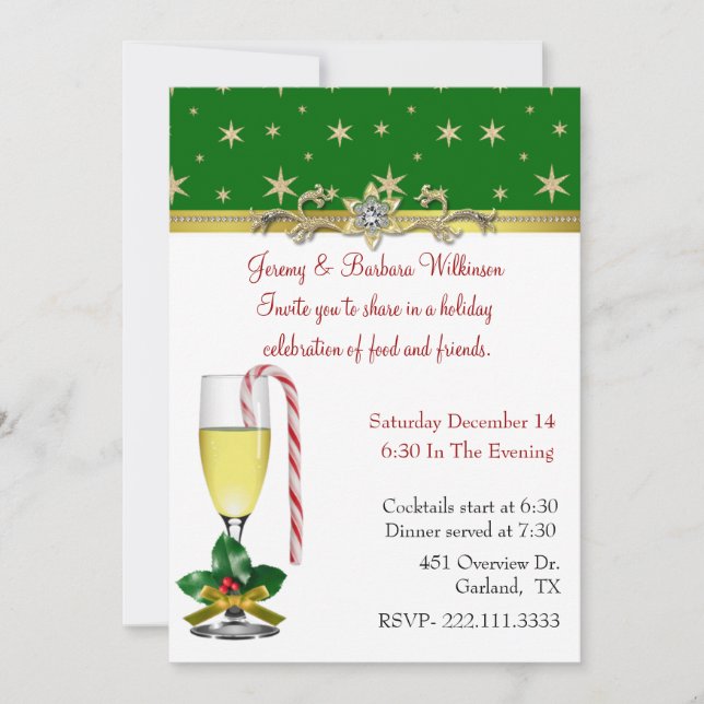 Invitación elegante de la fiesta de Navidad (Anverso)
