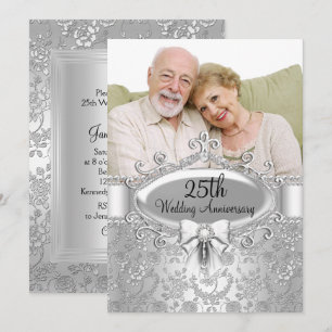 Invitación elegante de la foto de la rosa de plata