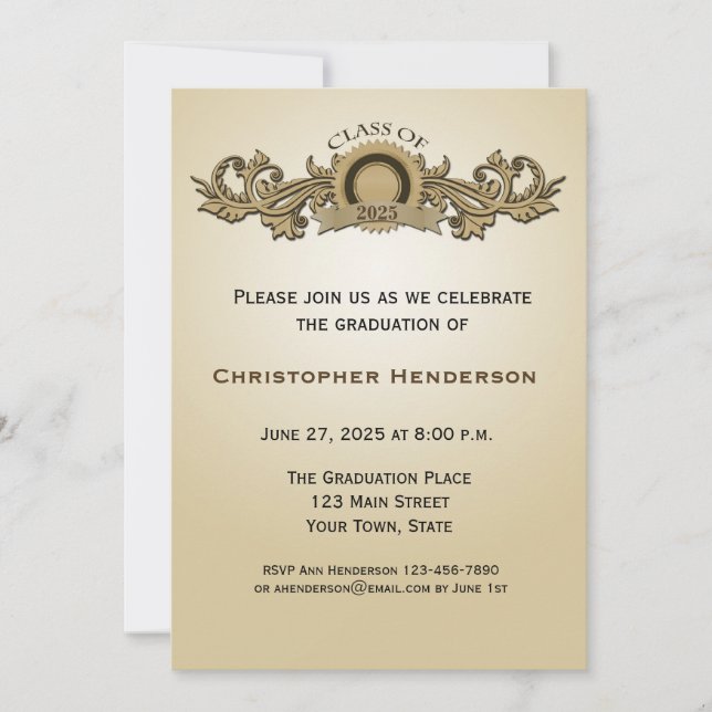 Invitación elegante de la graduación del sello y (Anverso)