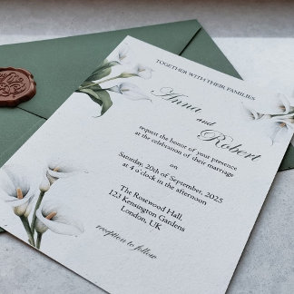 Invitación elegante de lirio de Calla – Diseño flo