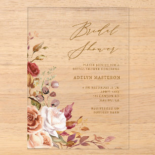 Invitación elegante de lluvia de novia floral de o