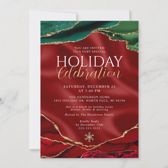 Invitación elegante de mármol de ágata para las fi (Anverso)