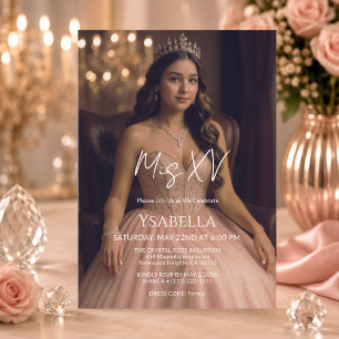 Invitación elegante de Mis XV en oro rosa