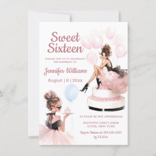 Invitación elegante de moda chica cumpleaños 16 dulces fiesta
