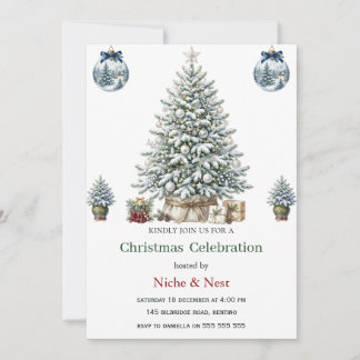 Invitación elegante de Navidad con árbol de Navida