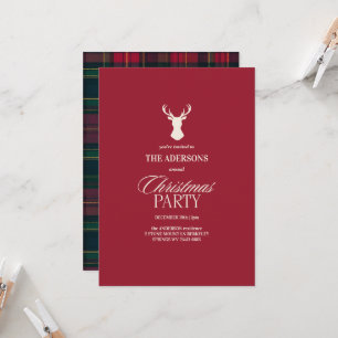 Invitación elegante de Navidad con cuadros escoces