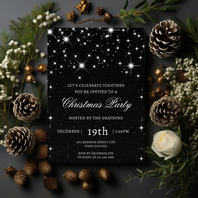 Invitación elegante de Navidad con destellos para  (Subido por el creador)