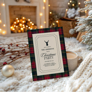 Invitación elegante de Navidad con estampado de ta