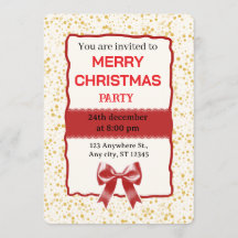 Invitación elegante de Navidad en rojo a la fiesta