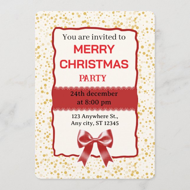 Invitación elegante de Navidad en rojo a la fiesta (Anverso)