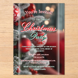 Invitación elegante de Navidad en rojo para fiesta