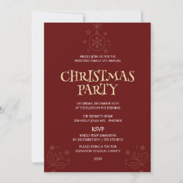 Invitación elegante de Navidad en rojo para fiesta