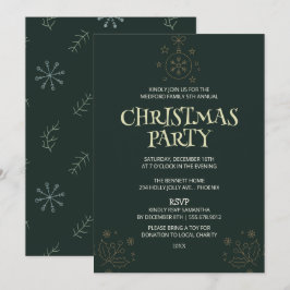 Invitación elegante de Navidad en verde - Fiesta