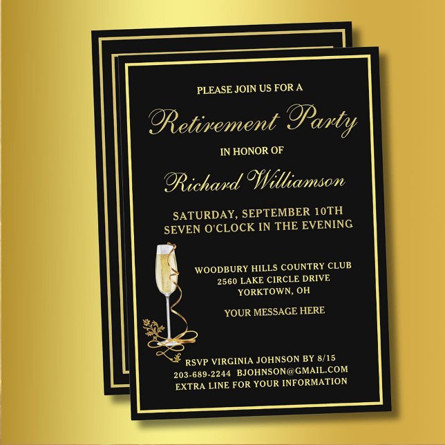 Invitación elegante de negro y dorado para fiesta  (Subido por el creador)