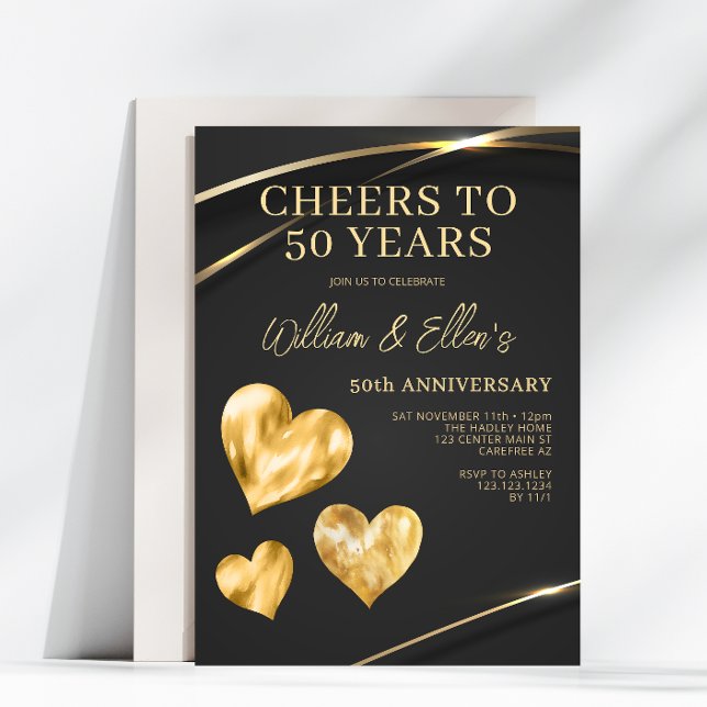 Invitación Elegante de oro 50 aniversario de bodas (Subido por el creador)