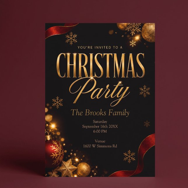 Invitación elegante de oro a la fiesta de Navidad (Subido por el creador)