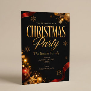 Invitación elegante de oro a la fiesta de Navidad