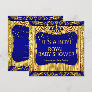 Invitación elegante de oro azul para baby shower d