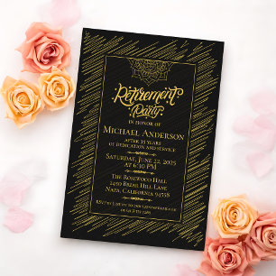 Invitación elegante de oro garabateado para fiesta