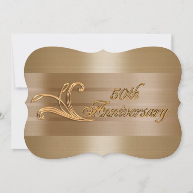 invitación elegante de oro para el 50 aniversario (Anverso)
