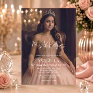 Invitación elegante de oro rosa para Mis XV Años